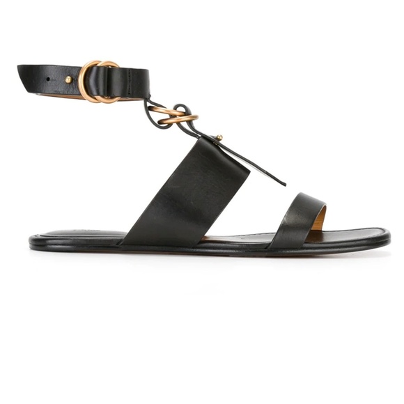 NEW Chloe Kingsley Black Leather Sandals EU 38.5 - Picture 2 of 4